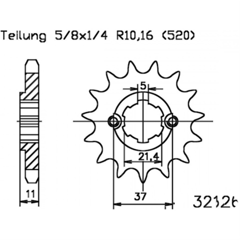 Imagine pentru produsul „PINION 16 DINTI 520 21.4/25"