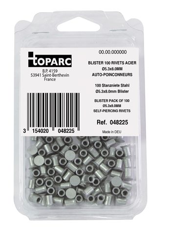 Imagine pentru produsul „100 NITURI AUTOPERFORANTE DIN OTEL OTEL DIAM5.3X8.0MM - BLISTER PACK"