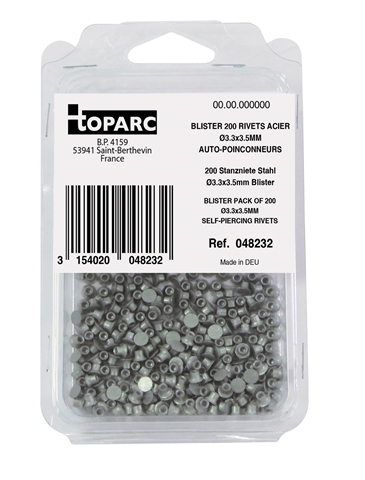 Imagine pentru produsul „200 NITURI AUTOPERFORANTE DIN OTEL OTEL DIAM3.3X3.5MM - BLISTER PACK"
