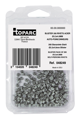 Imagine pentru produsul „200 NITURI AUTOPERFORANTE DIN OTEL OTEL DIAM3.3X4.0MM - BLISTER PACK"