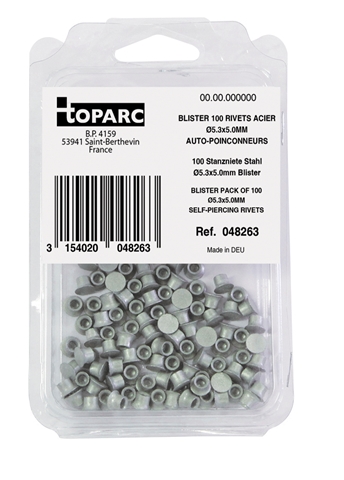 Imagine pentru produsul „100 NITURI AUTOPERFORANTE DIN OTEL OTEL DIAM5.3X5.0MM - BLISTER PACK"