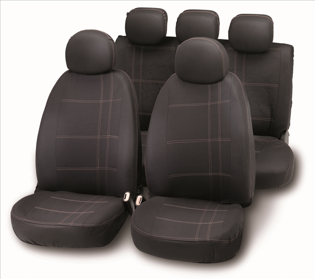 Imagine pentru produsul „SET COMPLET HUSE SCAUNE (FATA+SPATE) NEGRU-GRI EMBROIDERY"