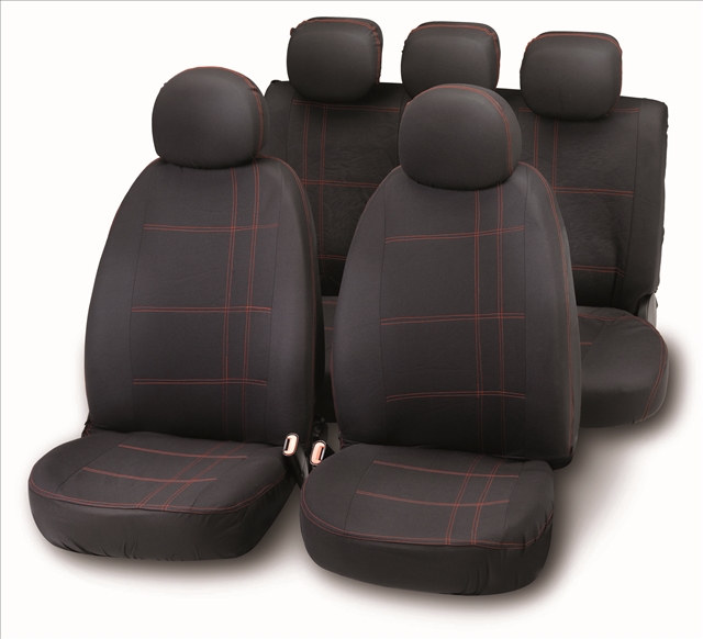 Imagine pentru produsul „SET COMPLET HUSE SCAUNE (FATA+SPATE) NEGRU-ROSU EMBROIDERY"