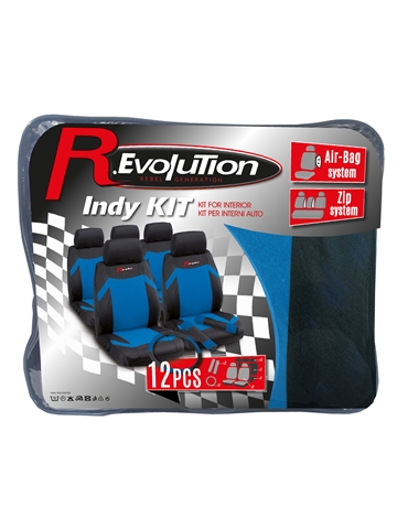 KIT INDY-HUSE SCAUNE NEGRU/ALBASTRU,HUSA VOLAN,PROTECTIE CENTURA