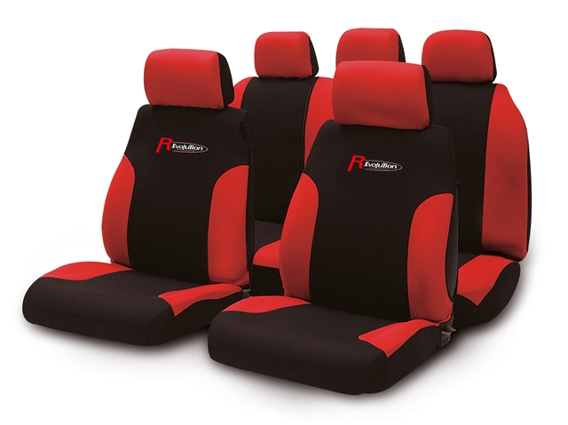 Imagine pentru produsul „SET HUSE SCAUNE FATA-SPATE NEGRU/ROSU PUMA"