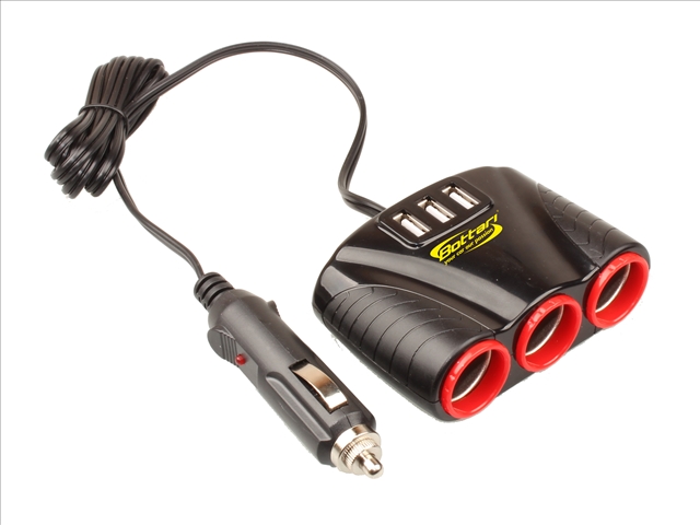 Imagine pentru produsul „PRIZA BRICHETA TRIPLA CU CABLU 12/24V SI TRIPLU USB BOTTAR"