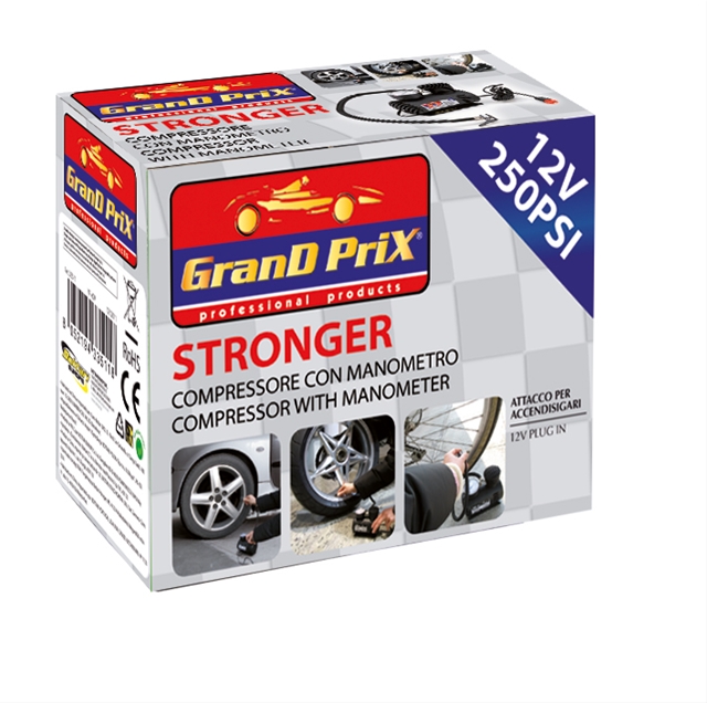 COMPRESOR CU MANOMETRU 12V 250PSI STRONGER GRAND PRIX