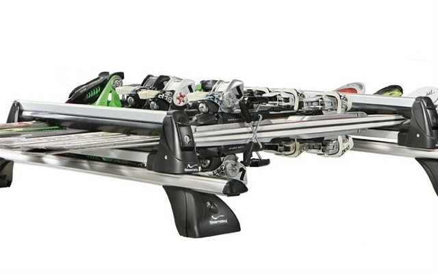 Imagine pentru produsul „SUPORT 4 PERECHI SCHIURI / 2 SNOWBOARD DIN ALUMINIU RIDER"