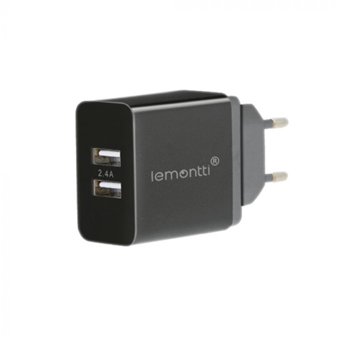 INCARCATOR RETEA 2.4A DUAL USB NEGRU-T.VERDE 0.1 LEI/BUC LEMONTTI