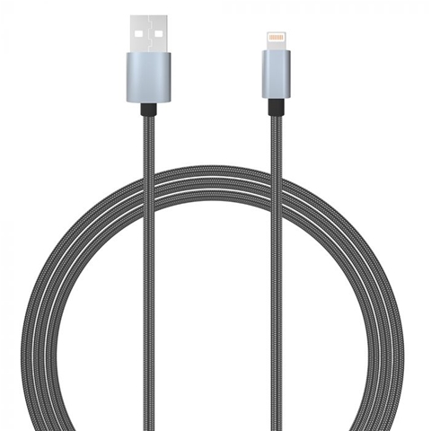 Imagine pentru produsul „CABLU USB MFI LIGHTNING GRI 1.5M IMPLETITURA TEXTILA-T.VERDE 0.1 LEI/ BUC LEMONTTI"