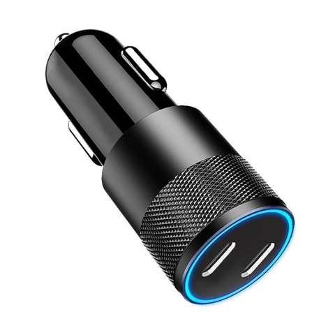 INCARCATOR AUTO SUPER FAST CHARGE 60W NEGRU CU 2 PORTURI PD TYPE-C X 30W LEMONTTI