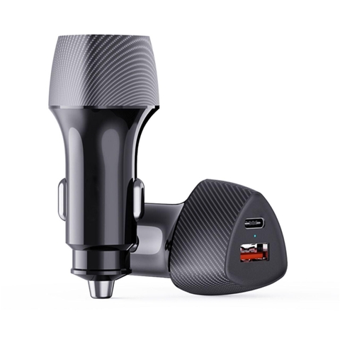 INCARCATOR AUTO SUPER FAST 48W NEGRU CU 2 PORTURI PD TYPE-C 30W SI USB-A QC3.0