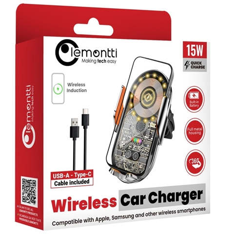 Imagine pentru produsul „SUPORT AUTO CU INCARCARE WIRELESS 15W PRINDERE LA VENTILATIE LEMONTTI"