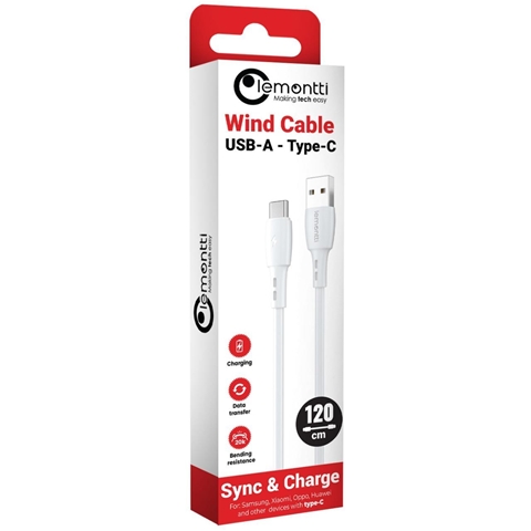Imagine pentru produsul „CABLU INCARCARE USB-A LA TYPE-C 1.2M ALB LEMONTTI"