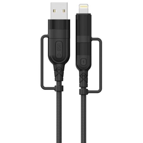 CABLU MULTI CONECTOR 4 IN 1 USB-A TYPE-C LA TYPE-C LIGHTNING 60W 1.2M NEGRU LEMONTTI