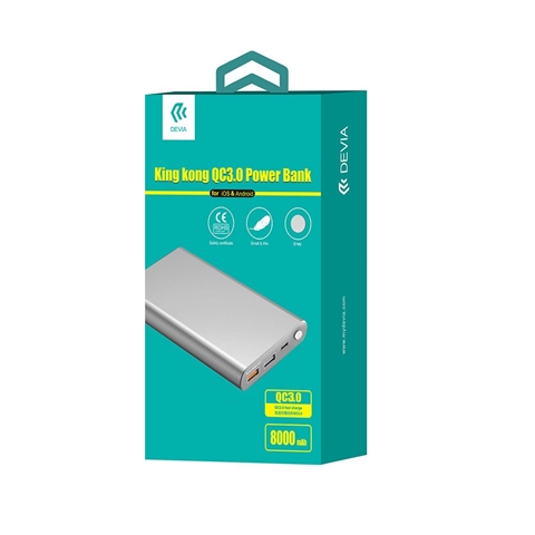 Imagine pentru produsul „SFNBB POWER BANK - ACUMULATOR EXTERN DUAL USB GRI 8000MAH INCARCARE RAPIDA QC3.0"
