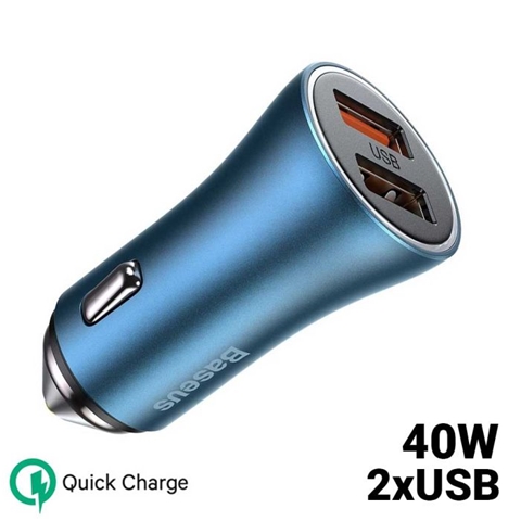 Imagine pentru produsul „INCARCATOR AUTO QUICK CHARGER ALBASTRU DUAL USB-T.VERDE 0.18 LEI/ BUC BASEUS"