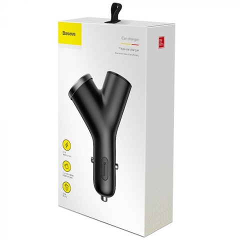 Imagine pentru produsul „INCARCATOR AUTO TYPE-Y DUAL USB SI BRICHETA AUTO NEGRU-T.VERDE 0.18 LEI/ BUC BASEUS"