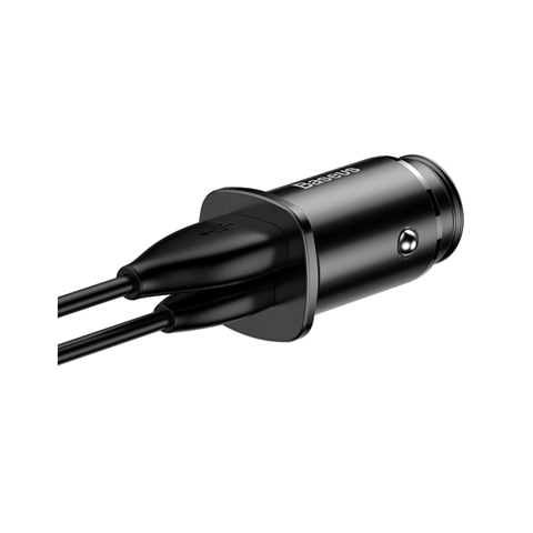 INCARCATOR AUTO DUAL PORT USB SI TYPE C 30W,5A NEGRU BASEUS