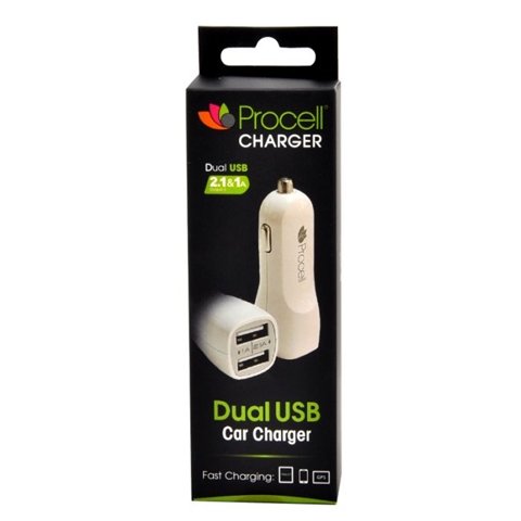INCARCATOR AUTO DUAL 2.1 USB ALB -T.VERDE 0.1 LEI/BUC PROCELL