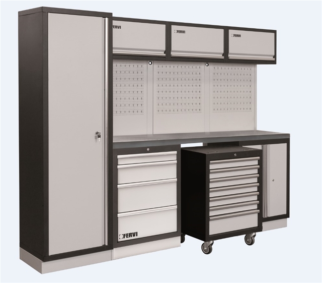 Imagine pentru produsul „MOBILIER ATELIER MODULAR 2640 X 498 X 2000H MM, BLAT INOX, CORP SERTARE MOBIL"