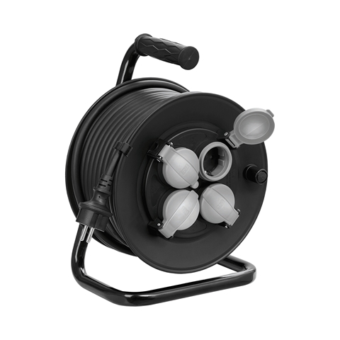 Imagine pentru produsul „ROLA PRELUNGITOR ELECTRIC CU TAMBUR SI MANER 4 PRIZE CABLU-3X1.5MM L-25M LENA"
