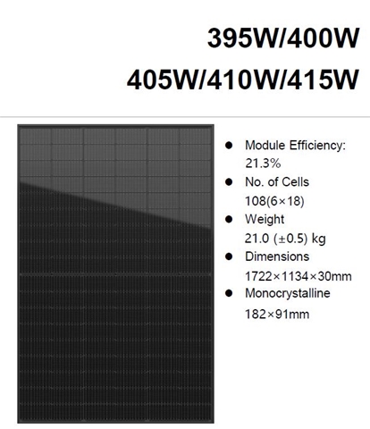 Imagine pentru produsul „PANOU FOTOVOLTAIC MARCA HT SAAE - 410 W FULL BLACK REZIDENTIAL"