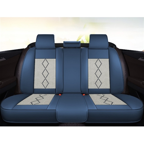 HUSE SCAUNE AUTO DE LUX PIELE ECOLOGICA PERFORATA SI TEXTILE ALBASTRU-ALB 5 LOCURI