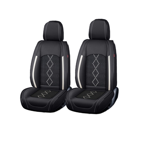 HUSE SCAUNE AUTO DE LUX PIELE ECOLOGICA PERFORATA SI TEXTILE NEGRU-ALB 5 LOCURI