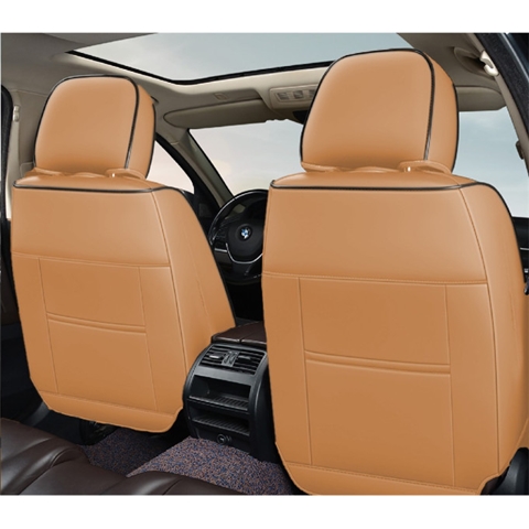 HUSE SCAUNE AUTO DE LUX PIELE ECOLOGICA PERFORATA SI TEXTILE MARO-CARAMEL 5 LOCURI