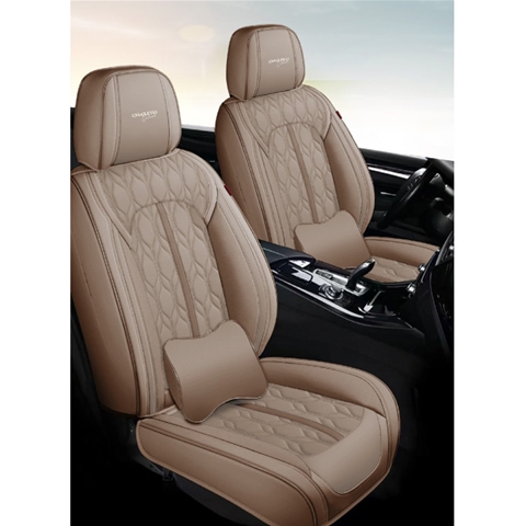 HUSE SCAUNE AUTO DE LUX PIELE ECOLOGICA PERFORATA SI TEXTILE MARO-CREM 5 LOCURI