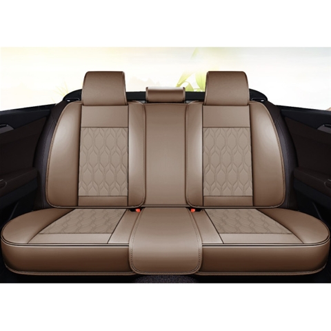 HUSE SCAUNE AUTO DE LUX PIELE ECOLOGICA PERFORATA SI TEXTILE MARO-CREM 5 LOCURI