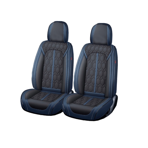 HUSE SCAUNE AUTO DE LUX PIELE ECOLOGICA PERFORATA SI TEXTILE ALBASTRU-NEGRU 5 LOCURI