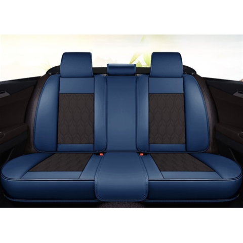 HUSE SCAUNE AUTO DE LUX PIELE ECOLOGICA PERFORATA SI TEXTILE ALBASTRU-NEGRU 5 LOCURI