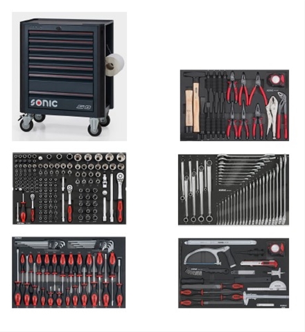 Imagine pentru produsul „*FD BANC DE SCULE S8, 7 SERTARE  ECHIPAT CU 262 PCS"