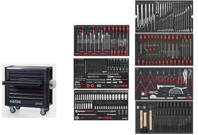 Imagine pentru produsul „*FD BANC DE SCULE S12, 8 SERTARE ECHIPAT CU 468 PCS"