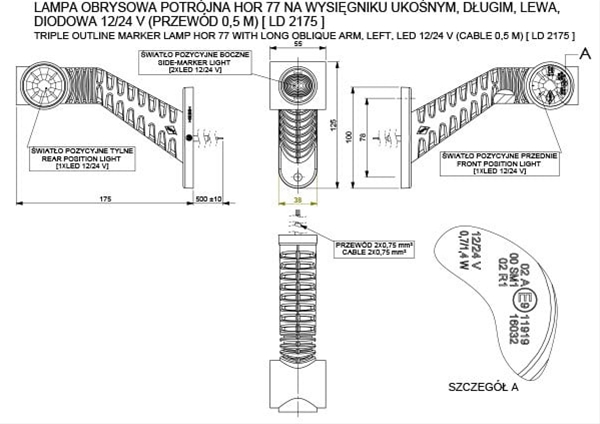 Imagine pentru produsul „LAMPA DE POZITIE STANGA, CU BRAT, 4 LEDURI - HORPOL"