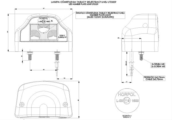 LAMPA UNIVERSALA PENTRU PLACUTA NUMAR, 3 LEDURI - HORPOL