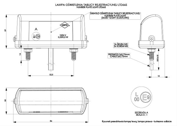 Imagine pentru produsul „LAMPA UNIVERSALA PENTRU PLACUTA NUMAR, 3 LEDURI - HORPOL"
