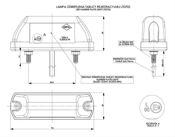 Imagine pentru produsul „LAMPA UNIVERSALA PENTRU PLACUTA NUMAR, 3 LEDURI - HORPOL"