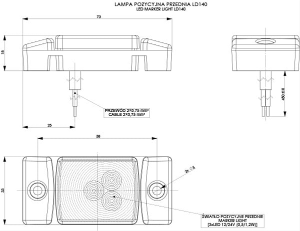 Imagine pentru produsul „LAMPA FATA UNIVERSALA, 3 LEDURI - HORPOL"