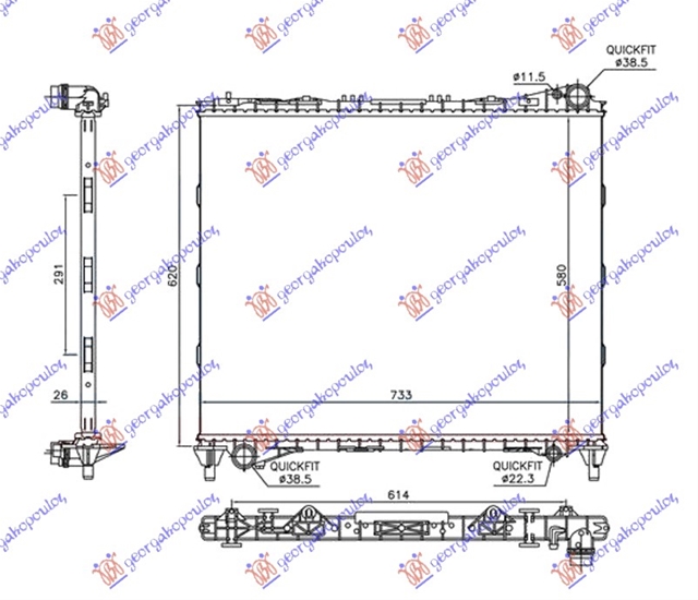 Imagine pentru produsul „RADIATOR  RANGE ROVER 12- - GBG A.M."