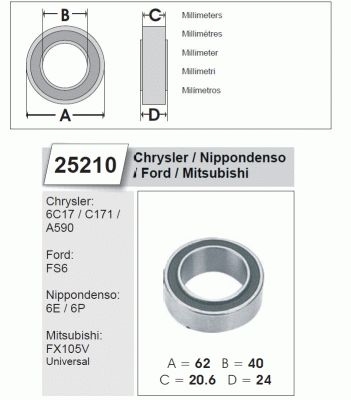 Imagine pentru produsul „RULMENT COMPRESOR AC 62 X 40 X 24/20,6 FOUR SEASONS NBB"