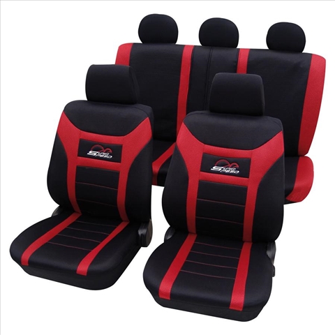 Imagine pentru produsul „SET COMPLET HUSE SCAUNE (FATASPATE) ROSUNEGRU SUPER SPEED"
