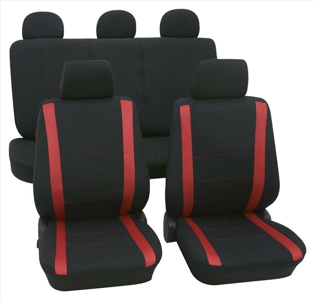 SET COMPLET HUSE SCAUNE (FATA-SPATE) NEGRU-ROSU SAMOA