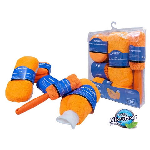 SET CURATARE 9 PIESE DIN MICROFIBRA PORTOCALIU