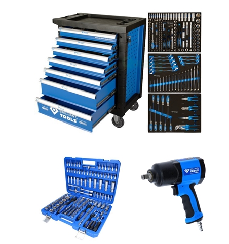 CARUCIOR ATELIER CU 207 PCS, TRUSA 172 PCS SI PISTOL DE IMPACT 1450NM, - BRILLIANT TOOLS