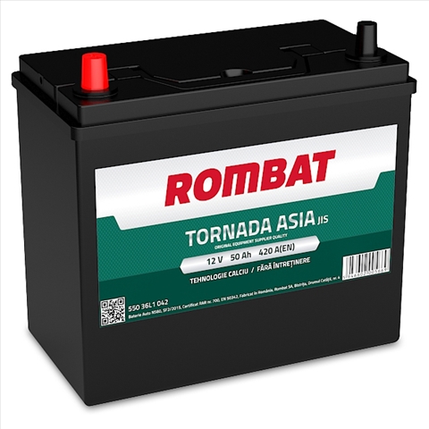 Imagine pentru produsul „(55036L1036ROM) ACUMULATOR ROMBAT TORNADA ASIA 50AH 420A 236X128X224 +STG - SFNBB"