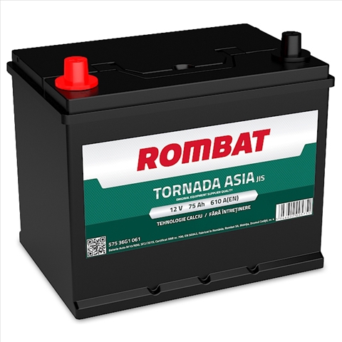 Imagine pentru produsul „ACUMULATOR ROMBAT TORNADA ASIA 75AH 610A 259X178X222 +STG"