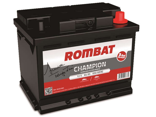 Imagine pentru produsul „ACUMULATOR ROMBAT CHAMPION 64AH 64AH 650A 60X175X190 +DR"